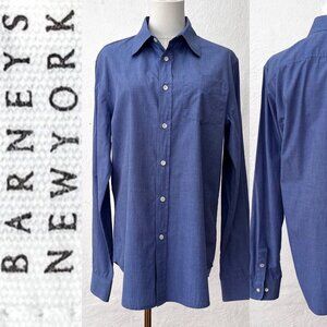 Vintage 90s Barneys New York CO-OP Classic Blue Women's Button Down Shirt Large